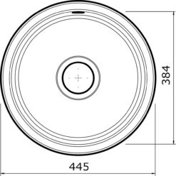 Thomas Denby Metro Round 1 Bowl Inset Or Undermount Matt Sea Mist Ceramic Kitchen Sink - 445 X 445mm 11 Thomas Denby Metro Round 1 Bowl Inset Or Undermount Matt Sea Mist Ceramic Kitchen Sink - 445 X 445mm -Vado Sale Store thomas denby round 1 bowl ceramic sink tech drawing