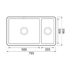 Thomas Denby Suffolk Belfast 1.5 Bowl Gloss White Ceramic Kitchen Sink & Regency Copper Waste - 795 X 465mm -Vado Sale Store thomas denby suffolk belfast 1 5 bowl ceramic sink tech drawing