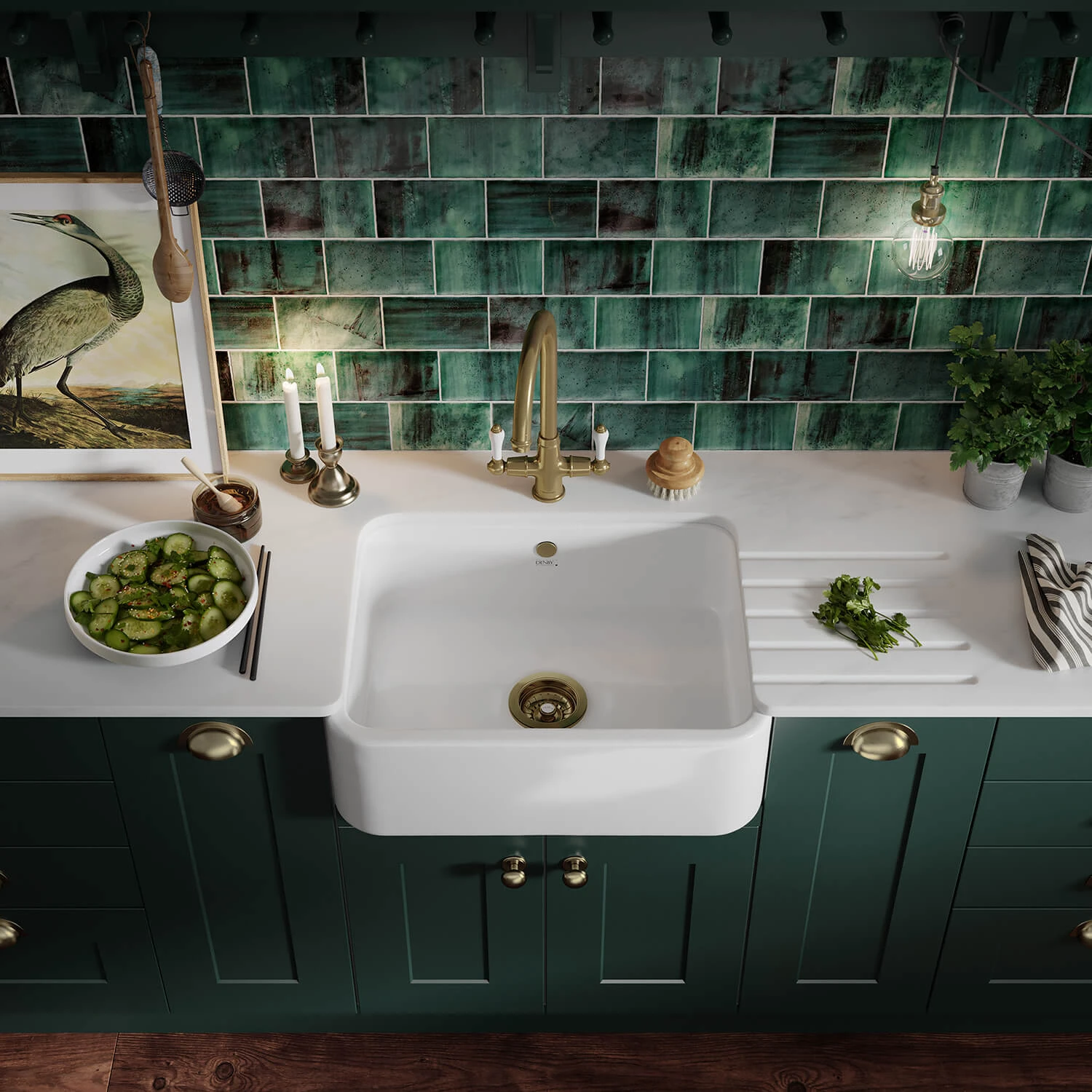 Thomas Denby Windsor Belfast 1 Bowl Gloss White Ceramic Kitchen Sink - 595 X 460mm 5 Thomas Denby Windsor Belfast 1 Bowl Gloss White Ceramic Kitchen Sink - 595 X 460mm - Image 3