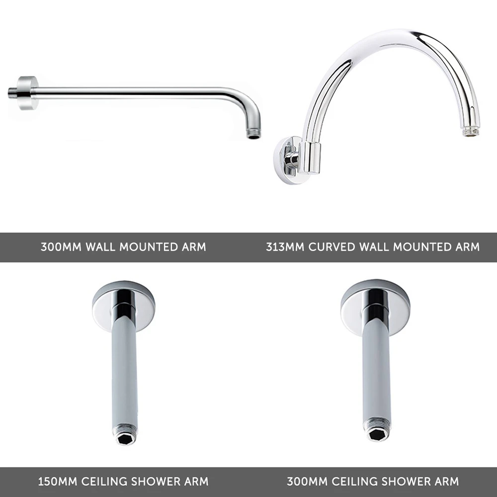 Edith Concealed Shower Valve, 200mm Fixed Shower Head & Slide Rail Kit - 300mm Wall Shower Arm 5 Edith Concealed Shower Valve, 200mm Fixed Shower Head & Slide Rail Kit - 300mm Wall Shower Arm - Image 3