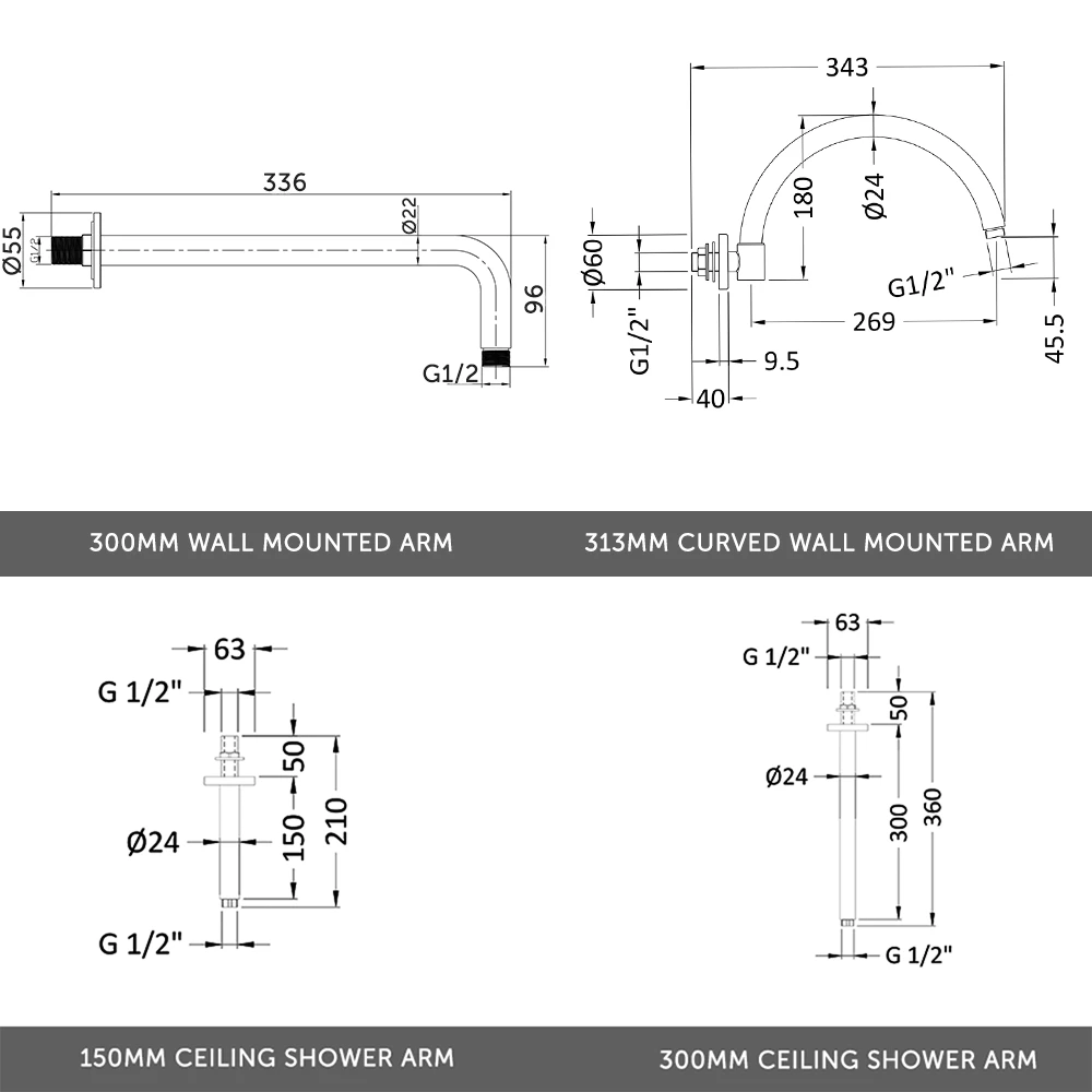 Edith Concealed Shower Valve, 200mm Fixed Shower Head & Slide Rail Kit - 300mm Wall Shower Arm 6 Edith Concealed Shower Valve, 200mm Fixed Shower Head & Slide Rail Kit - 300mm Wall Shower Arm - Image 4
