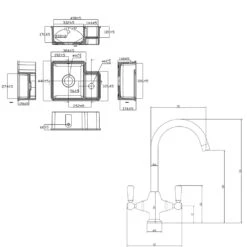 Reginox Tuscany 1.5 Bowl Undermount Ceramic Sink & Waste And Butler & Rose Victoria Traditional Mono Kitchen Mixer Tap -Vado Sale Store tuscany kb304 tech