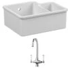 Reginox Tuscany 1.5 Bowl Undermount Ceramic Sink & Waste And Butler & Rose Victoria Traditional Mono Kitchen Mixer Tap -Vado Sale Store tuscany kt13 vel