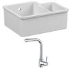 Reginox Tuscany 1.5 Bowl Undermount Ceramic Sink & Waste Kit And Vellamo Savu Mono Pull Out Kitchen Mixer -Vado Sale Store tuscany kta007