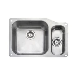 Rangemaster Atlantic Classic 1.5 Bowl Stainless Steel Undermount Sink & Waste Kit With Right Hand Small Bowl - 671 X 460mm