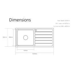 Caple Vanga 1 Bowl Satin Stainless Steel Sink & Waste Kit With Left Hand Drainer - 1000 X 500mm 7 Caple Vanga 1 Bowl Satin Stainless Steel Sink & Waste Kit With Left Hand Drainer - 1000 X 500mm -Vado Sale Store va100 tech