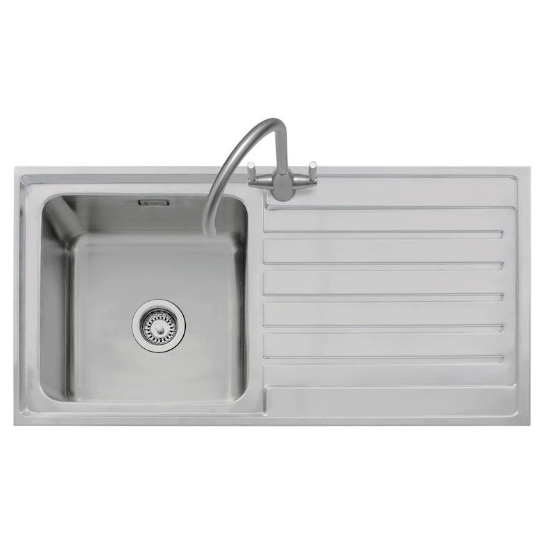 Caple Vanga 1 Bowl Satin Stainless Steel Sink & Waste Kit With Left Hand Drainer - 1000 X 500mm 3 Caple Vanga 1 Bowl Satin Stainless Steel Sink & Waste Kit With Left Hand Drainer - 1000 X 500mm