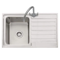 Caple Vanga 1 Bowl Satin Stainless Steel Sink & Waste Kit With Right Hand Drainer - 800 X 500mm