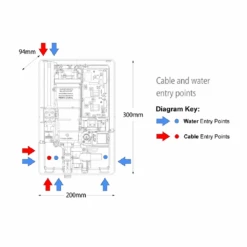 Vado Elegance Grey & Chrome Electric Shower - 9.5kW -Vado Sale Store vado elegance electric shower tech diagram 1