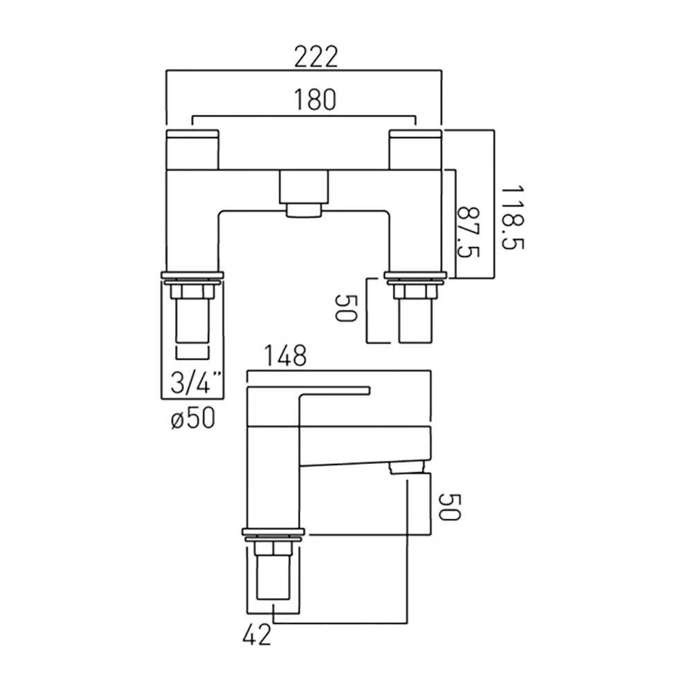Vado Life Deck Mounted 2 Hole Bath Filler 4 Vado Life Deck Mounted 2 Hole Bath Filler - Image 2