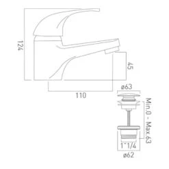 Vado Matrix Mono Basin Mixer With Clicker Waste -Vado Sale Store vado mat 100 cc c p tech