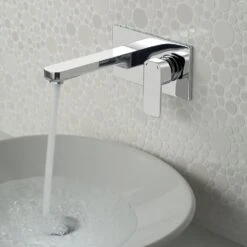 Vado Phase Wall Mounted 2 Hole Basin Mixer With Rectangular Backplate