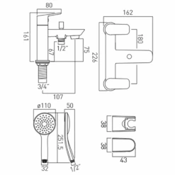 Vado Photon 2 Hole Bath Shower Mixer With Shower Kit -Vado Sale Store vado photon bath shower mixer kit pho130kcp tech