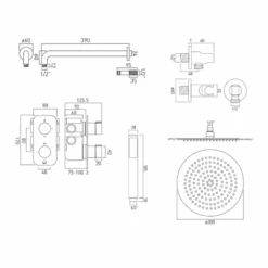Vado Tablet Altitude Vertical Concealed Thermostatic Shower Valve Package 17 -Vado Sale Store vado tablet altitude shower set tab1721altcp tech