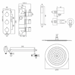 Vado Tablet Altitude Vertical Concealed Thermostatic Shower Valve Package 9 -Vado Sale Store vado tablet altitude shower set tab1743altcp tech