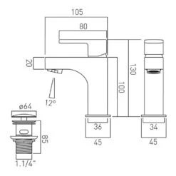 Vado Life Cloakroom Basin Mixer With Universal Clicker Waste 9 Vado Life Cloakroom Basin Mixer With Universal Clicker Waste -Vado Sale Store vado technical specifications lif 100m cc