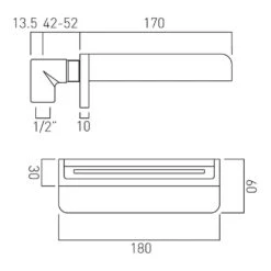 Vado Synergie Wall Mounted Waterfall Bath Spout -Vado Sale Store vado technical specifications syn 140 w