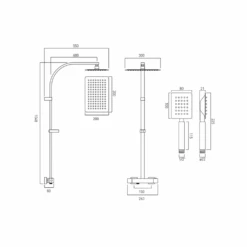 Vado Velo Aquablade Square Thermostatic Shower Valve With Diverter & Rigid Riser Kit -Vado Sale Store vado velo aquablade exposed shower set aqb149 tech