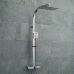 Vado Velo Aquablade Square Thermostatic Shower Valve With Diverter & Rigid Riser Kit