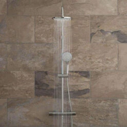 Vado Velo Atmosphere Round Thermostatic Shower Valve With Diverter & Adjustable Rigid Riser Kit