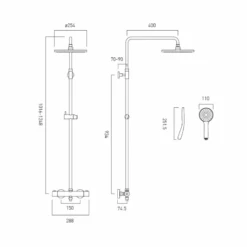 Vado Velo Thermostatic Shower Valve With Rigid Riser, Shower Head & Handset -Vado Sale Store vado velo round shower tech