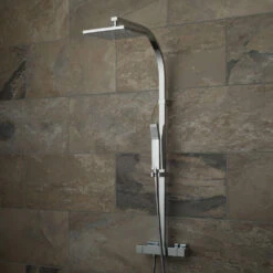 Vado Velo Square Thermostatic Shower Valve With Integrated Diverter & Rigid Riser Rail Kit