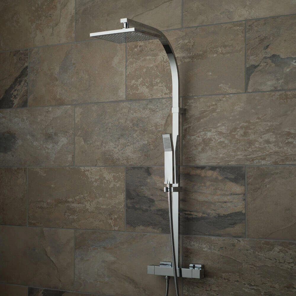 Vado Velo Square Thermostatic Shower Valve With Integrated Diverter & Rigid Riser Rail Kit 3 Vado Velo Square Thermostatic Shower Valve With Integrated Diverter & Rigid Riser Rail Kit