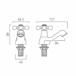 Vado Victoriana Basin Pillar Taps -Vado Sale Store vado victorian basin pillar taps tech drawing
