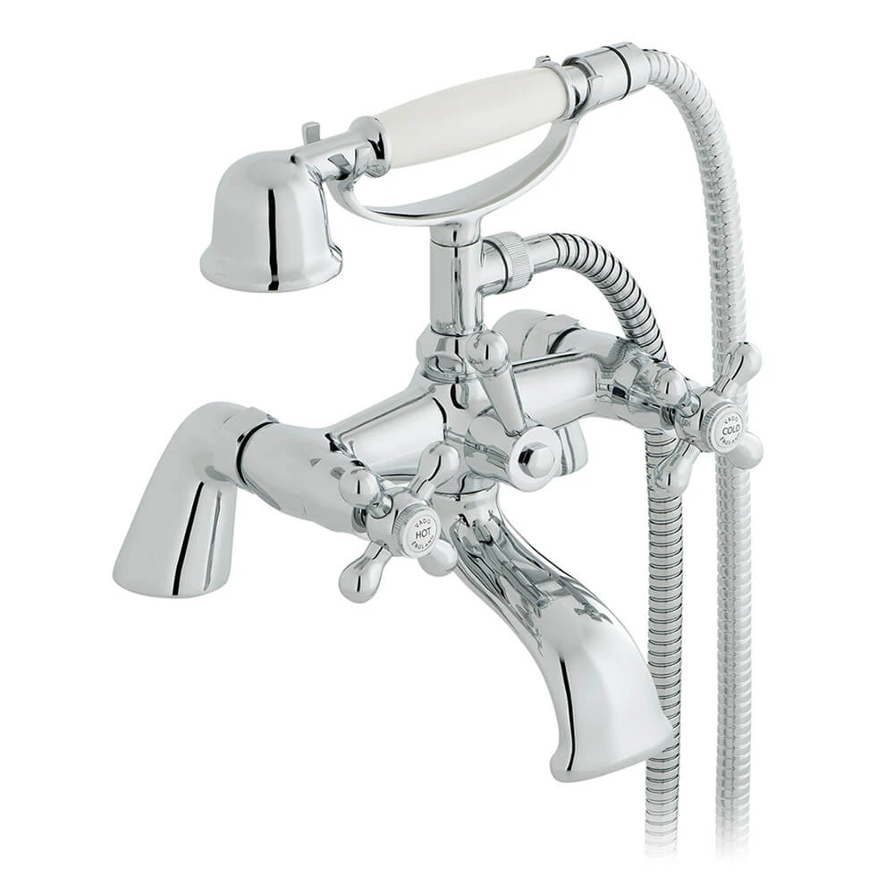 Vado Victoriana Pillar Mounted Bath Shower Mixer With Shower Kit 3 Vado Victoriana Pillar Mounted Bath Shower Mixer With Shower Kit