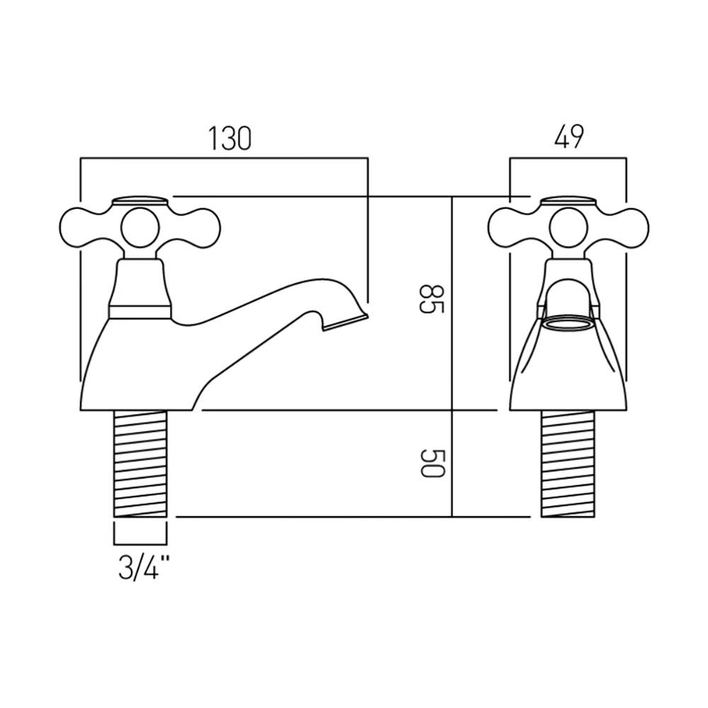 Vado Victoriana Deck Mounted Bath Pillar Taps 4 Vado Victoriana Deck Mounted Bath Pillar Taps - Image 2