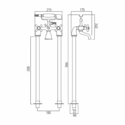 Vado Victoriana Floor Mounted Freestanding Bath Shower Mixer With Shower Kit 7 Vado Victoriana Floor Mounted Freestanding Bath Shower Mixer With Shower Kit -Vado Sale Store vado victoriana bath shower mixer vic133cdkcp tech