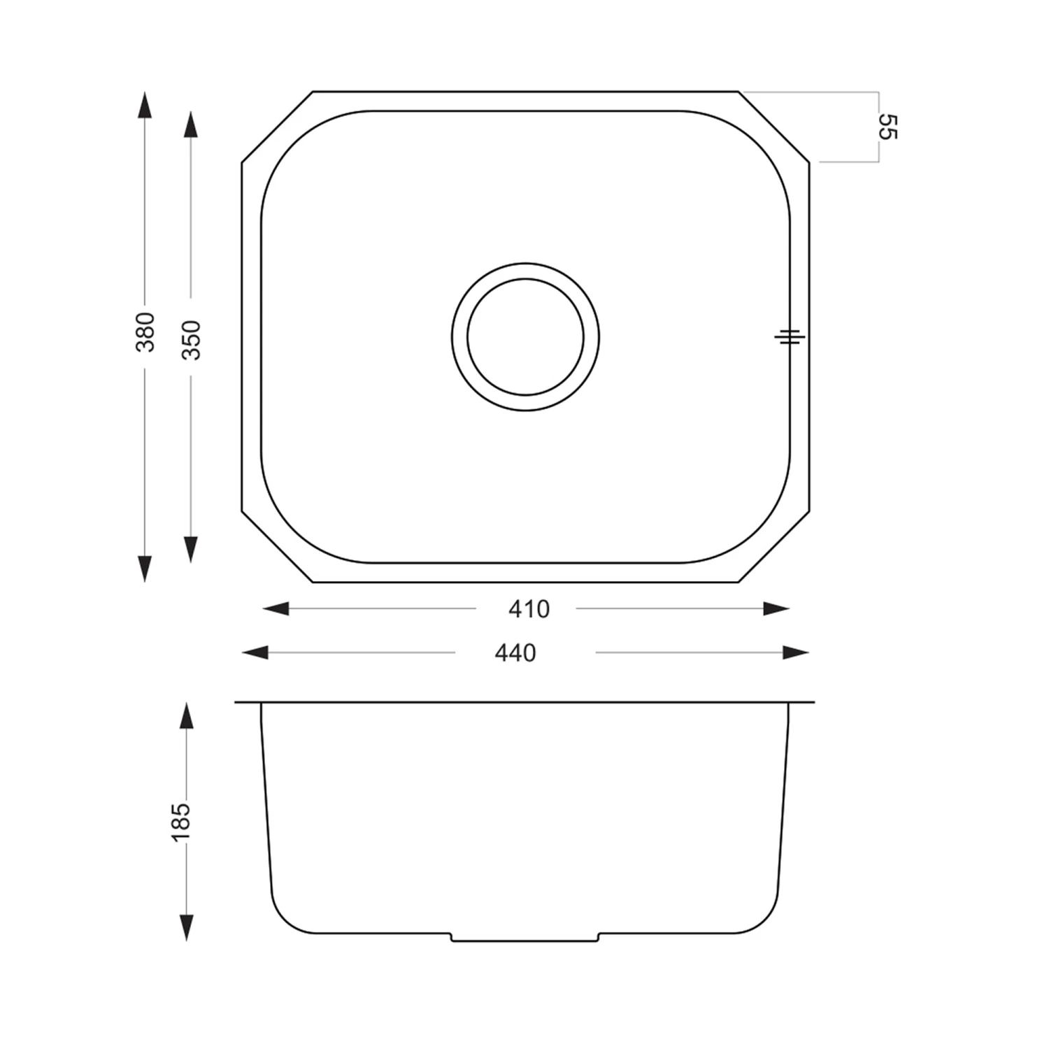 Vellamo Classic Compact 1 Bowl Undermount Stainless Steel Kitchen Sink & Waste Kit - 380 X 440mm 4 Vellamo Classic Compact 1 Bowl Undermount Stainless Steel Kitchen Sink & Waste Kit - 380 X 440mm - Image 2