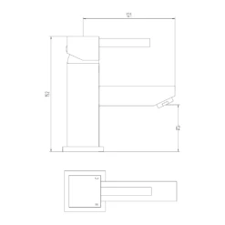 Vellamo Blox Square Basin Mixer Tap & Waste -Vado Sale Store vellamo blox basin mixer tap technical drawing