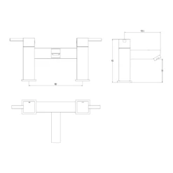 Vellamo Blox Bath Mixer Tap -Vado Sale Store vellamo blox bath filler tap technical drawing