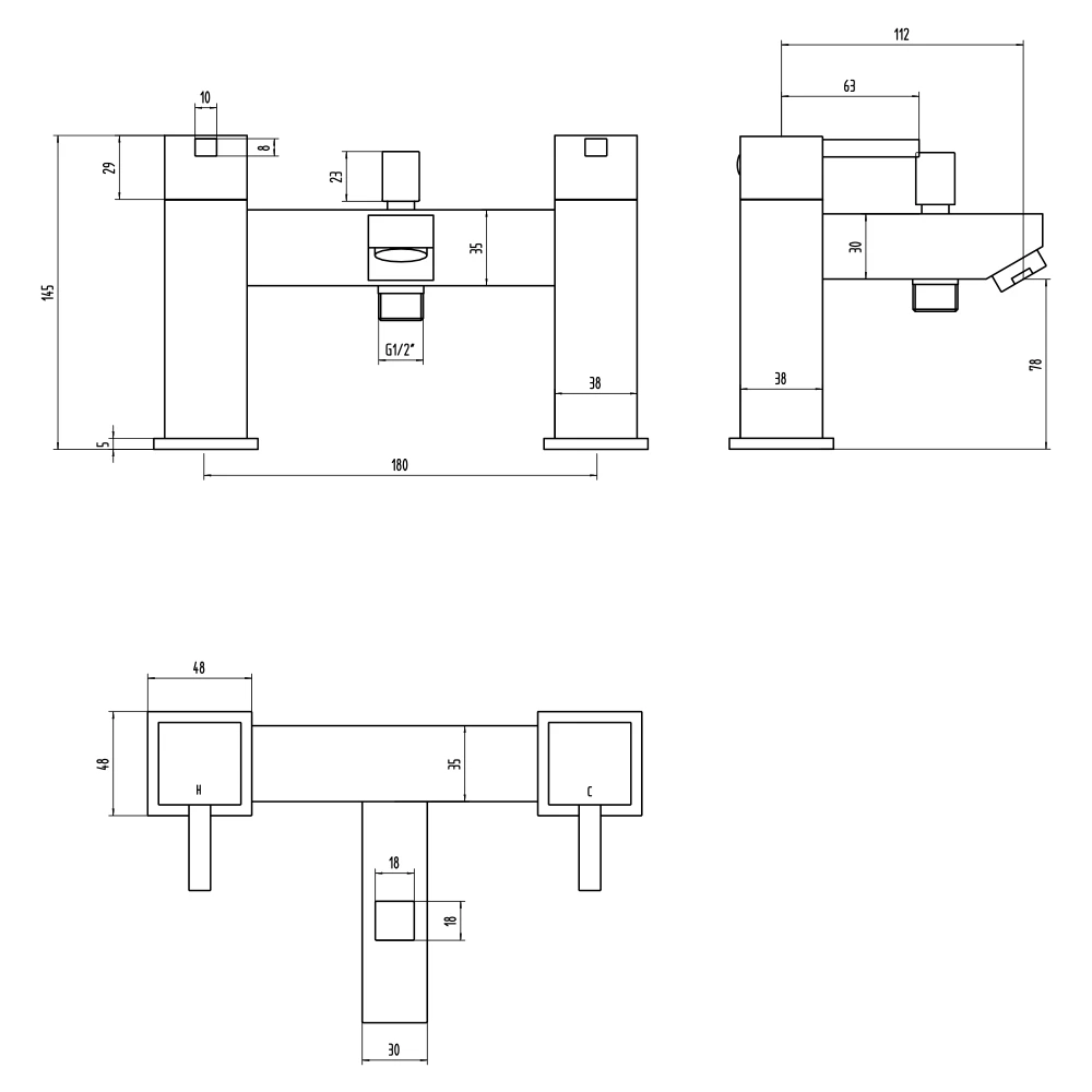Vellamo Blox Bath Shower Mixer With Shower Kit 6 Vellamo Blox Bath Shower Mixer With Shower Kit - Image 4