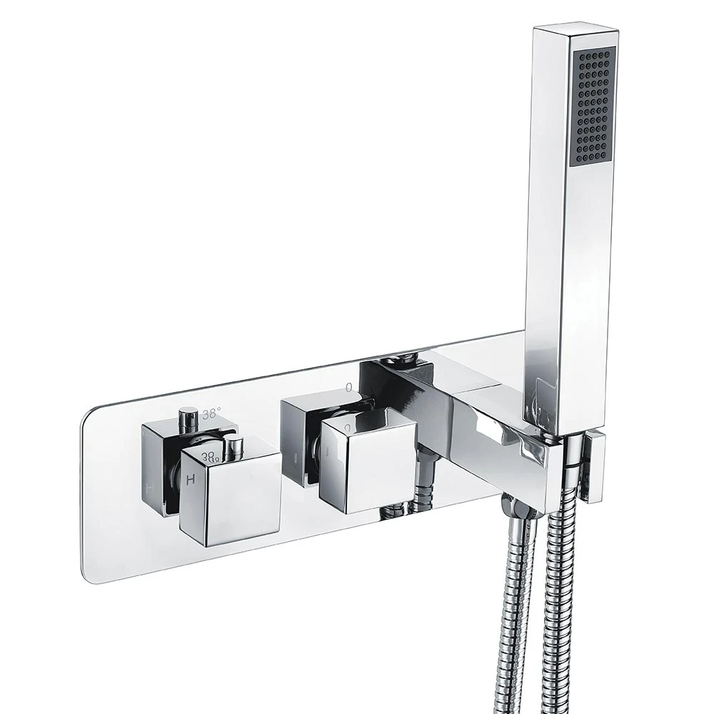 Vellamo Blox 2 Outlet Concealed Thermostatic Bath Shower Valve & Handset 3 Vellamo Blox 2 Outlet Concealed Thermostatic Bath Shower Valve & Handset