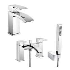 Vellamo City Waterfall Basin Mixer & Bath Shower Mixer Pack