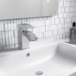 Vellamo City Waterfall Basin Mixer Tap & Waste -Vado Sale Store vellamo city basin mixer tap lifestyle 2