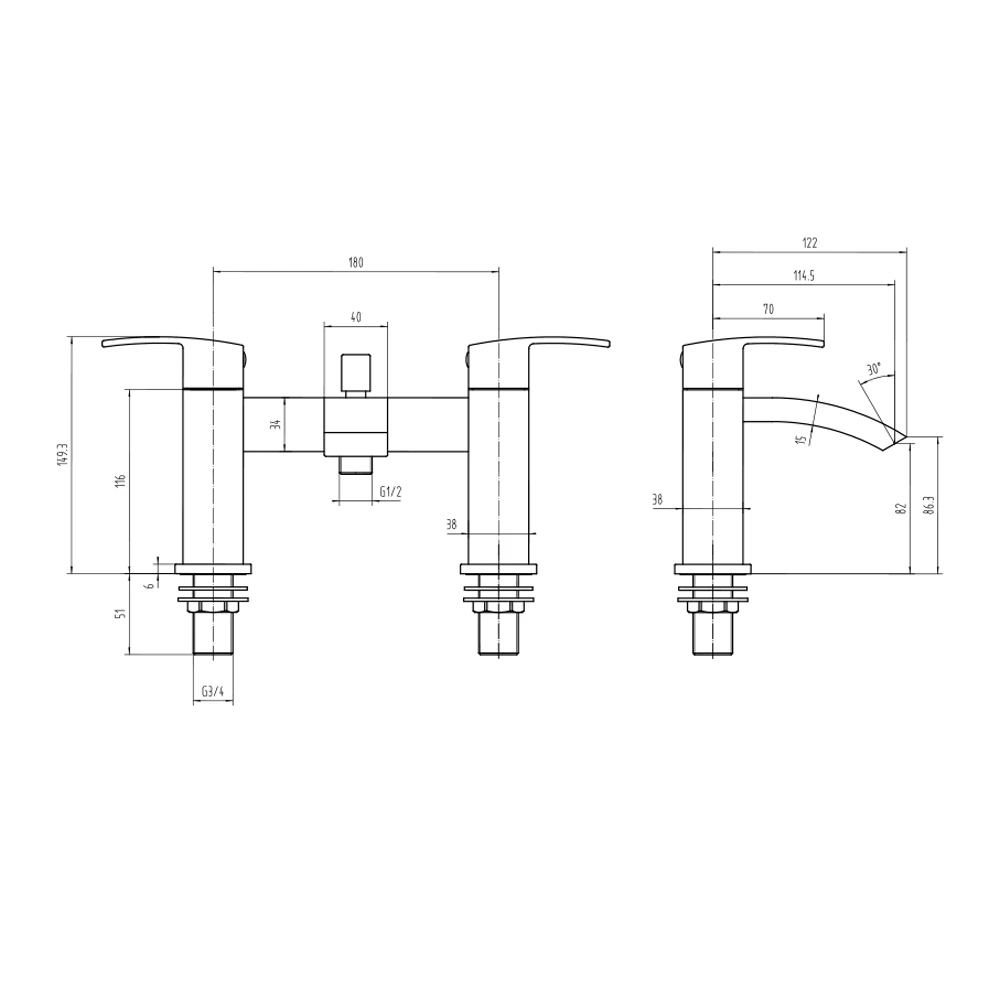 Vellamo City Waterfall Bath Shower Mixer With Shower Attachment 4 Vellamo City Waterfall Bath Shower Mixer With Shower Attachment - Image 2