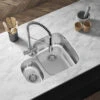 Vellamo Classic 1.5 Bowl Undermount Stainless Steel Kitchen Sink & Waste With Right Hand Main Bowl - 594 X 460mm