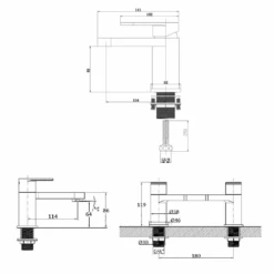 Vellamo Connect Basin Mixer & Bath Filler Pack -Vado Sale Store vellamo connect basin bath new bundle technical drawing2