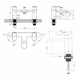 Vellamo Connect Basin Mixer & Bath Shower Mixer Pack -Vado Sale Store vellamo connect basin shower mixer pack technical drawing