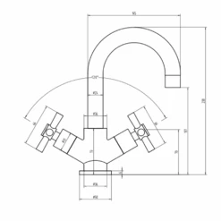 Vellamo Cross Basin Mixer Tap & Waste -Vado Sale Store vellamo cross basin mixer waste technical drawing