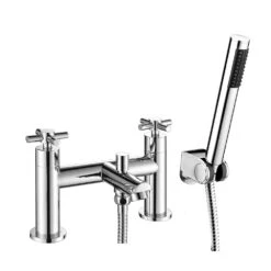 Vellamo Cross Bath Shower Mixer With Shower Kit - Crosshead Handles -Vado Sale Store vellamo cross bath shower mixer kit technical cutout