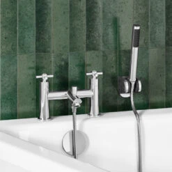 Vellamo Cross Bath Shower Mixer With Shower Kit - Crosshead Handles