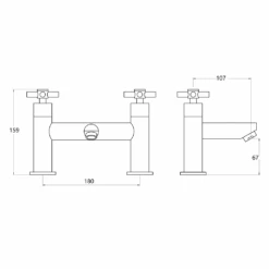 Vellamo Cross Bath Filler - Crosshead Handles -Vado Sale Store vellamo cross deck mounted bath filler technical drawing