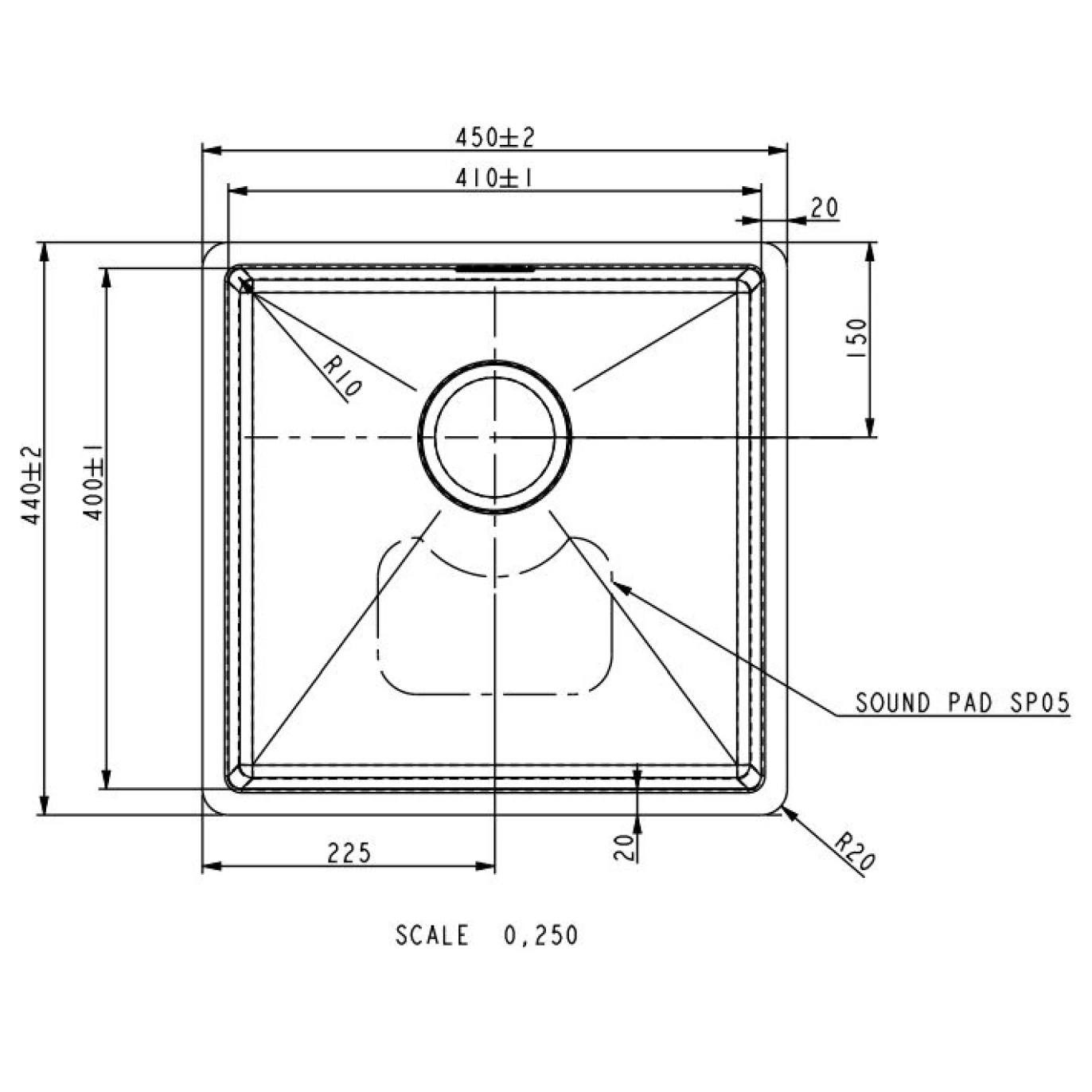 Vellamo Designer Single Bowl Inset/Undermount Stainless Steel Kitchen Sink & Waste Kit - 450 X 440mm 5 Vellamo Designer Single Bowl Inset/Undermount Stainless Steel Kitchen Sink & Waste Kit - 450 X 440mm - Image 3