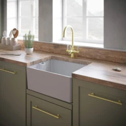 Vellamo Composite White Belfast Kitchen Sink & Waste - 595 X 455mm 10 Vellamo Composite White Belfast Kitchen Sink & Waste - 595 X 455mm -Vado Sale Store vellamo designer belfast comite sink lifestyle 2