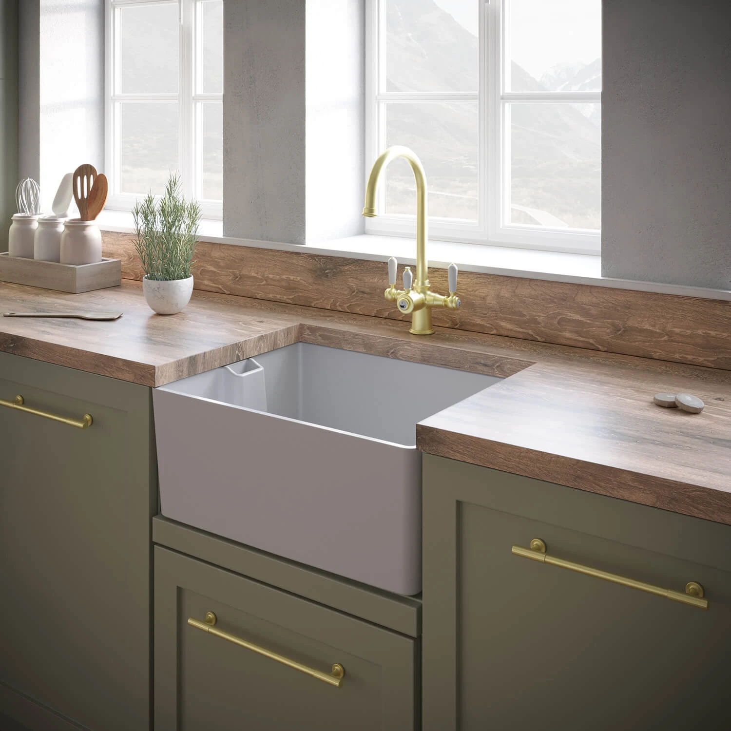 Vellamo Composite White Belfast Kitchen Sink & Waste - 595 X 455mm 6 Vellamo Composite White Belfast Kitchen Sink & Waste - 595 X 455mm - Image 4