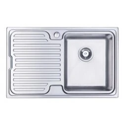 Vellamo Endure Thick-Gauge Compact 1 Bowl Stainless Steel Sink & Waste Kit - 800 X 500mm - Right Hand Bowl -Vado Sale Store vellamo designer compact single sink kit right cutout